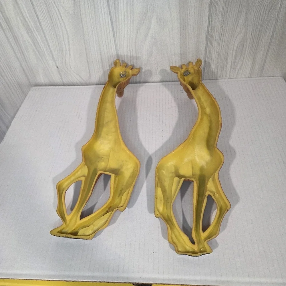 HOMCO Giraffe Wall Hanging Vintage 70s Animal Zoo Safari Decor Lot of TWO 18